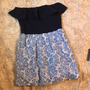 Blue & White Lily Pulitzer off the shoulder dress
